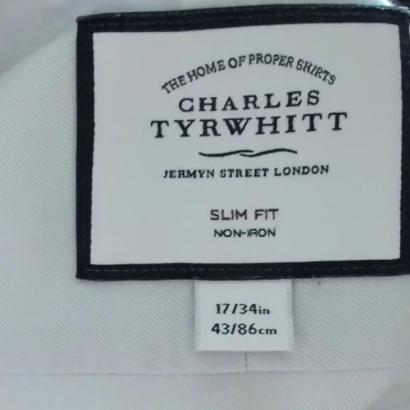 Charles Tyrwhitt White Slim Fit Dress Shirt French Cuffs 17 - Picture 5 of 8